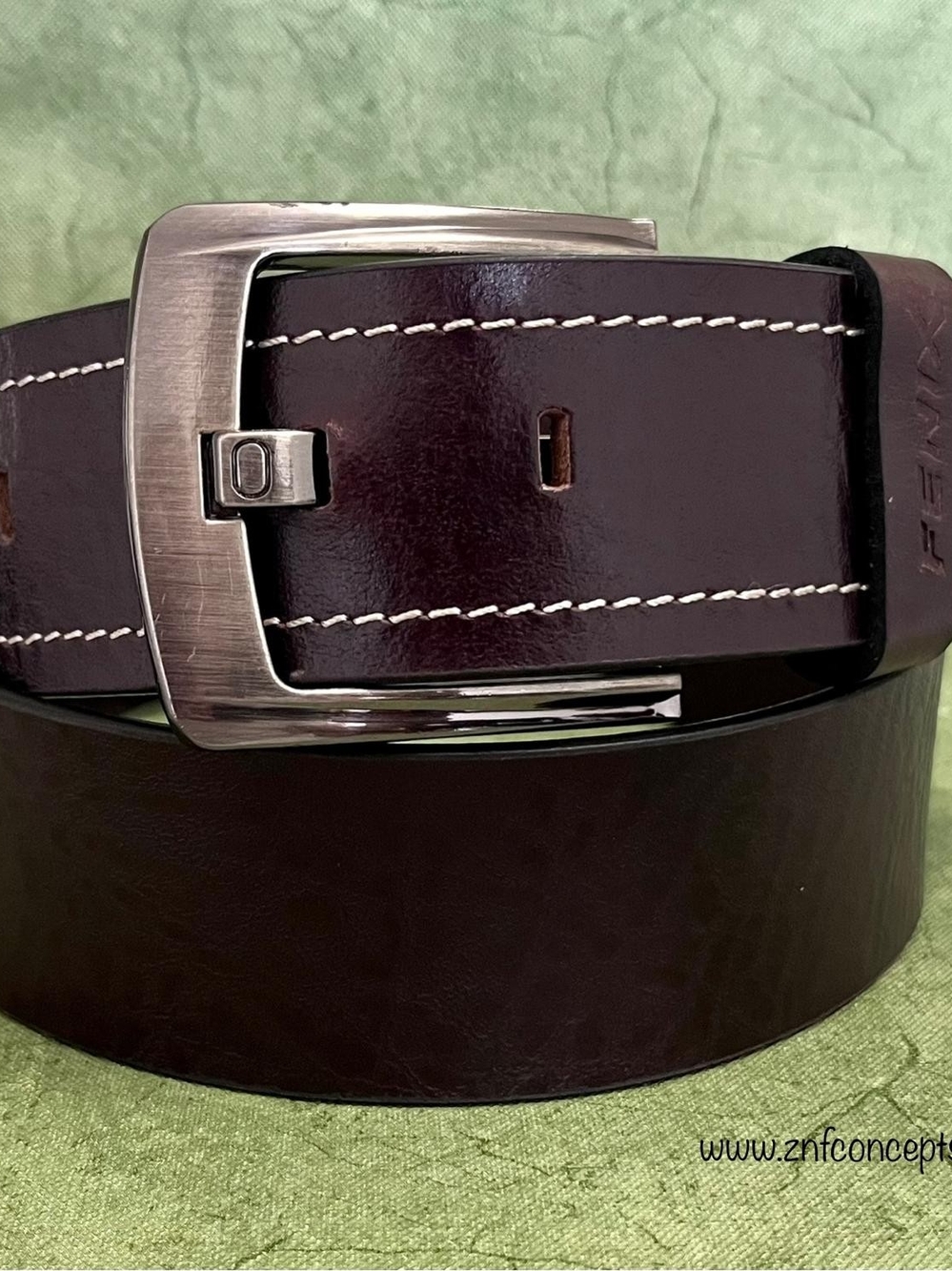 Men's Leather Belt - Dark Brown with Contrast Stitching
